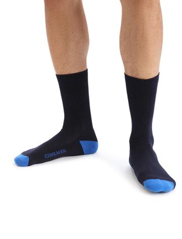 Midnight Navy / Lazurite Men's Icebreaker Merino Lifestyle Light Crew Socks | USA 1046PJJQ